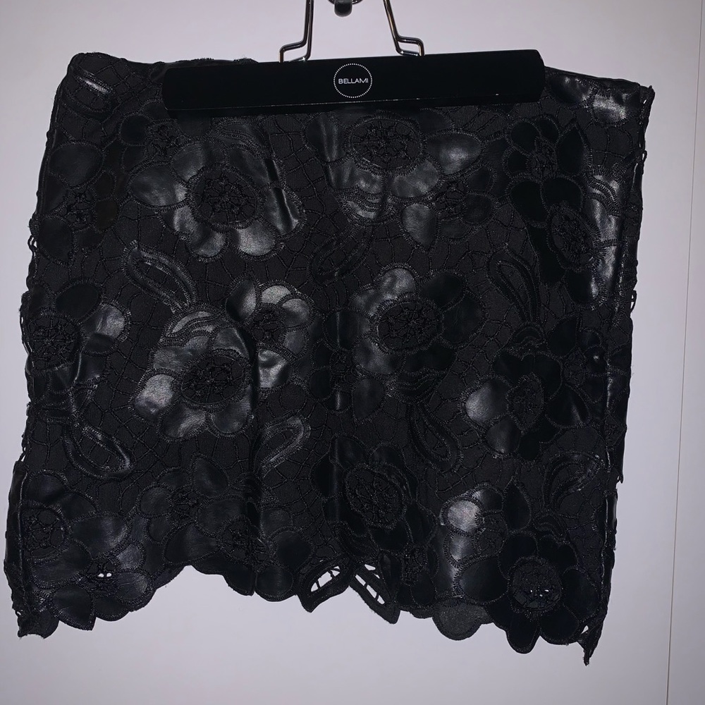 Forever 21- Black Floral leather mini skirt.
